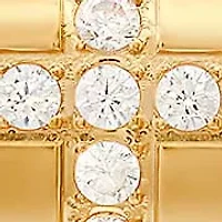 Ladies 2pc set 18k gold plated stainless steel and simulated diamond cross studs/huggie earrings