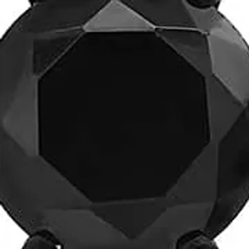 Ladies black ip stainless steel and simulated black diamonds stud/huggie earrings set