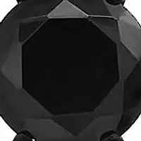 Ladies black ip stainless steel and simulated black diamonds stud/huggie earrings set