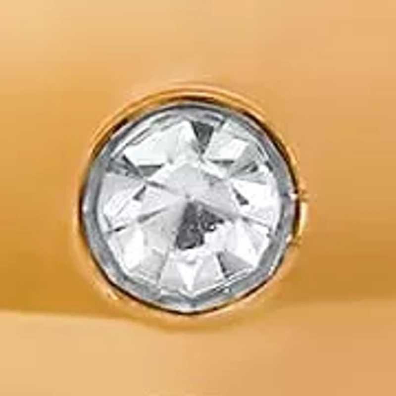 Ladies 18k gold plated stainless steel and simulated diamonds stud/huggie earrings 2pc set