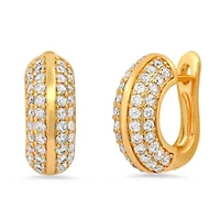 Ladies 18k gold plated brass simulated diamonds hoop earrings