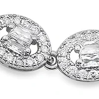 Ladies 18k white gold plated brass oval cut simulated diamonds dotted link tennis bracelet