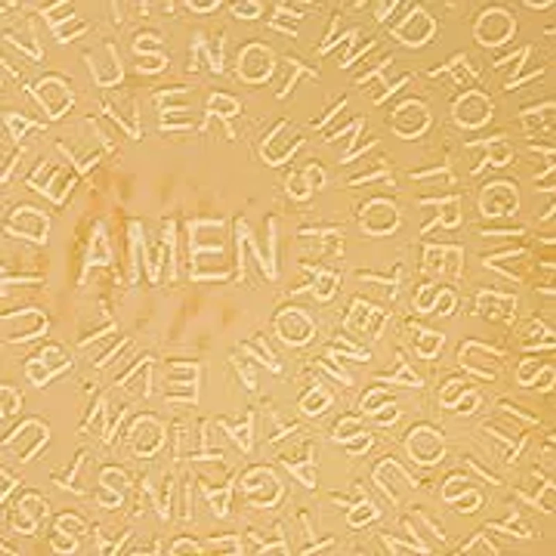 Ladies 18k gold plated stainless steel Lords prayer round pendant