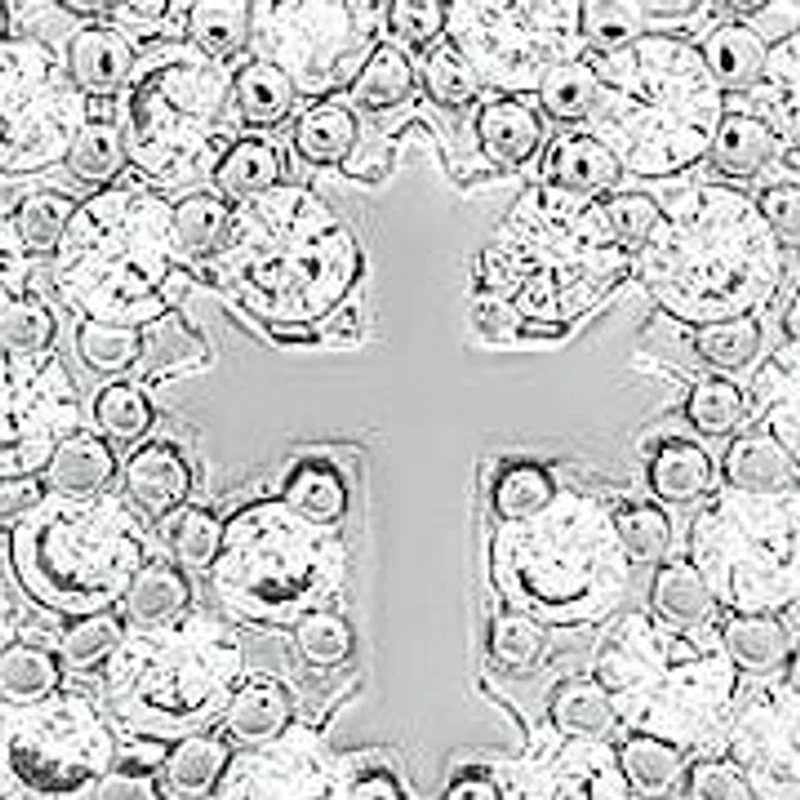 Ladies 18k white gold plated brass simulated diamonds heart shape earrings/pendant set with cross accents