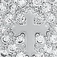 Ladies 18k white gold plated brass simulated diamonds heart shape earrings/pendant set with cross accents