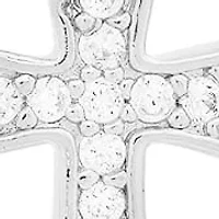 Ladies 18k white gold plated brass simulate diamonds dangling charm cross huggie earrings