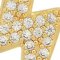 Ladies 18k gold plated brass simulated diamonds dangling charm thunderstruck huggie earrings