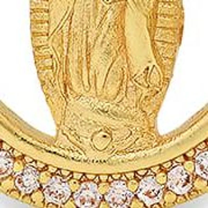 Ladies 18k gold plated brass simulated diamonds Our Lady of Guadalupe drawstring bracelet
