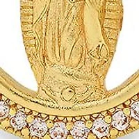 Ladies 18k gold plated brass simulated diamonds Our Lady of Guadalupe drawstring bracelet