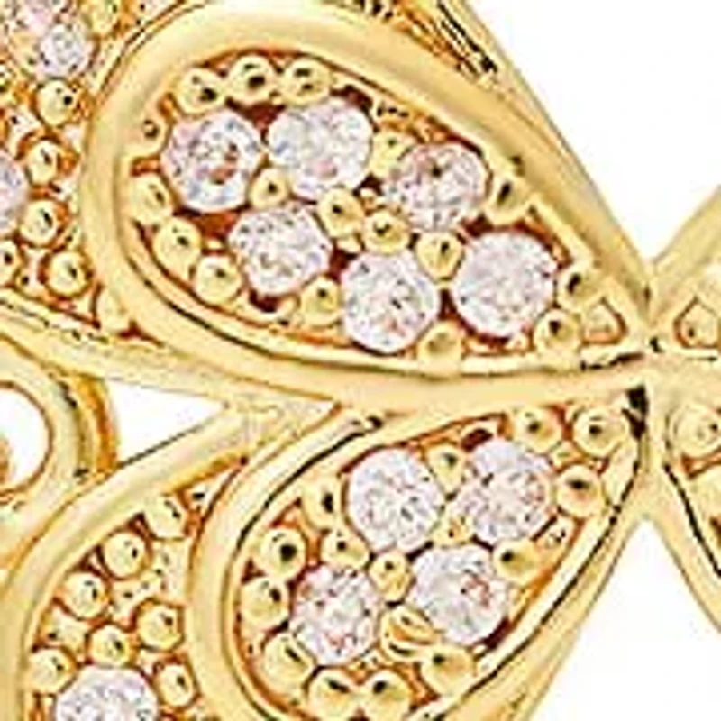 Ladies 18k gold plated brass simulated diamonds butterfly drawstring bracelet