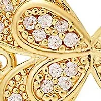 Ladies 18k gold plated brass simulated diamonds butterfly drawstring bracelet