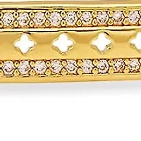 Ladies 18k gold plated brass simulated diamonds id drawstring bracelet