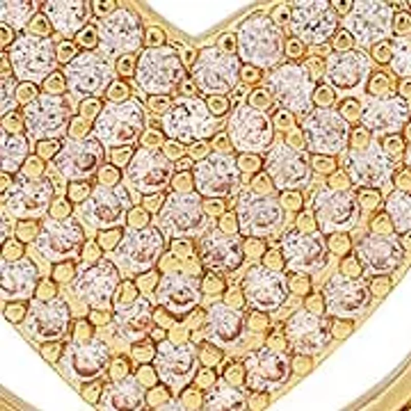 Ladies 18k gold plated brass simulated diamonds heart drawstring bracelet
