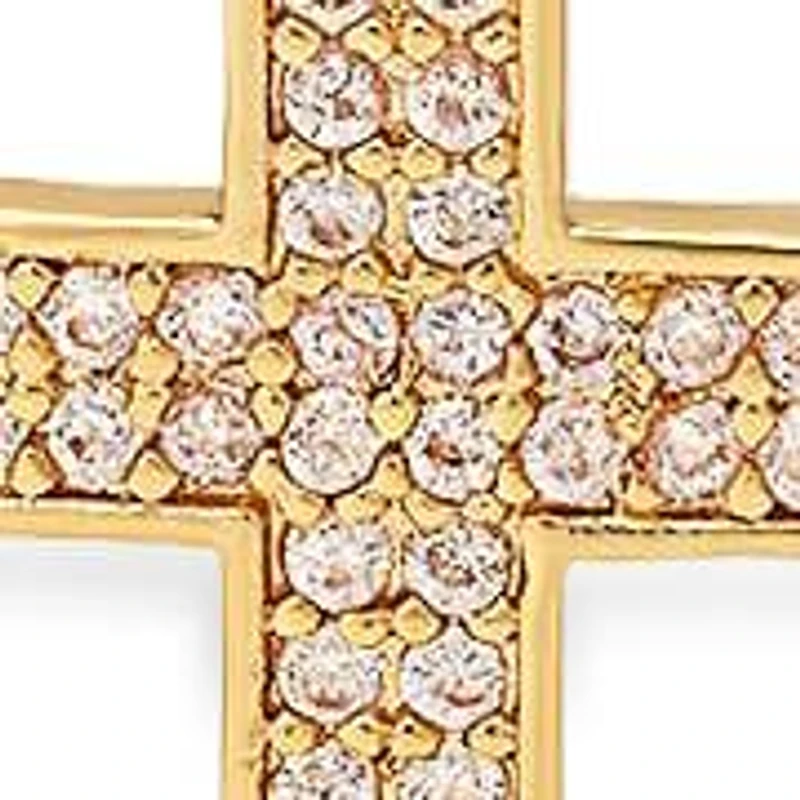 Ladies 18k gold plated brass simulated diamonds cross drawstring bracelet