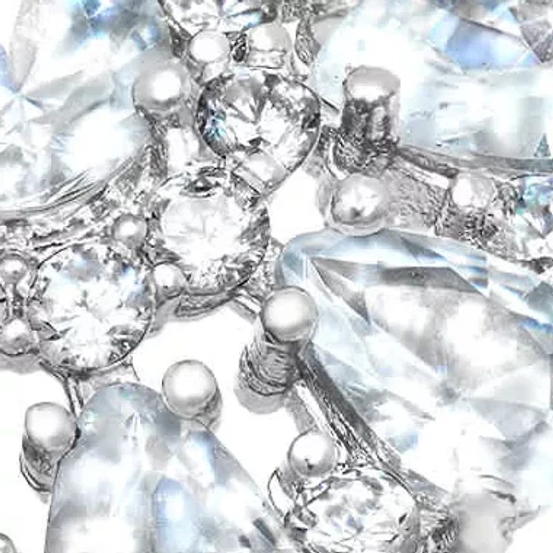 Ladies 18k white gold plated brass simulated diamond flower cocktail ring