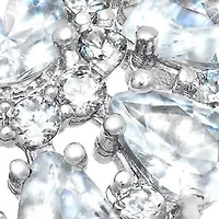 Ladies 18k white gold plated brass simulated diamond flower cocktail ring