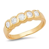 Ladies 18k gold plated brass and simulated diamonds band ring