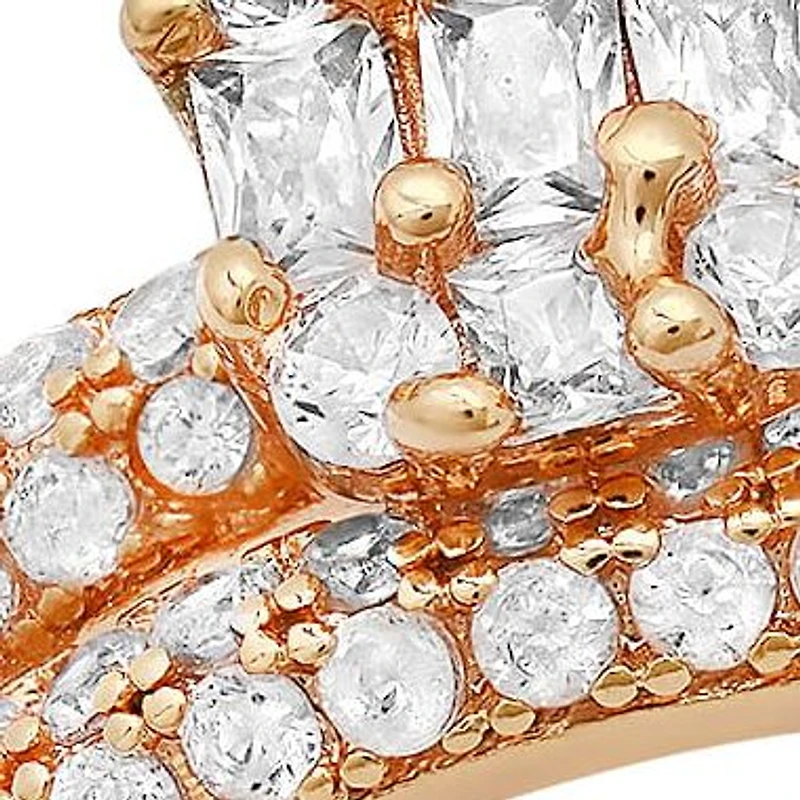 Ladies 18k white gold plated brass simulated diamonds engagement & band ring set