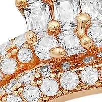 Ladies 18k white gold plated brass simulated diamonds engagement & band ring set