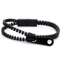 Pack of 10 yellow, white, pink/blue, white/black, pink/purple, pink, purple, yellow/pink, blue, and black zipper bracelets with snap clasp.