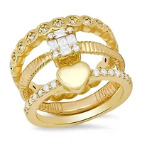 Ladies 18k gold plated brass simulated diamonds stackable ring