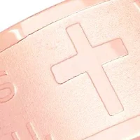 Ladies 18k rose gold plated stainless steel footprints prayer ring