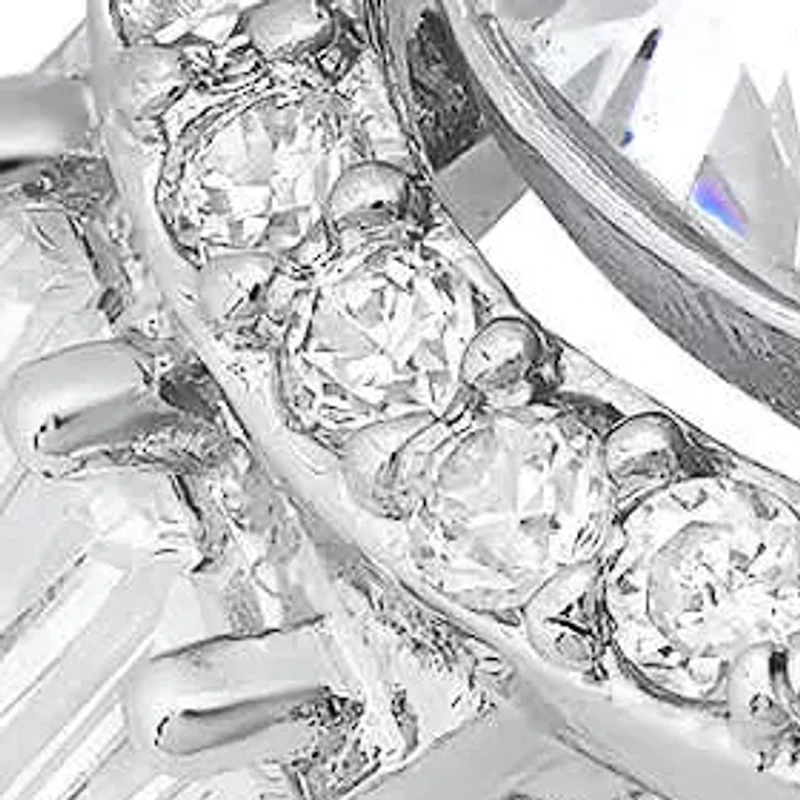 Ladies 18k white gold plated brass and simulated diamonds pear shape engagement ring