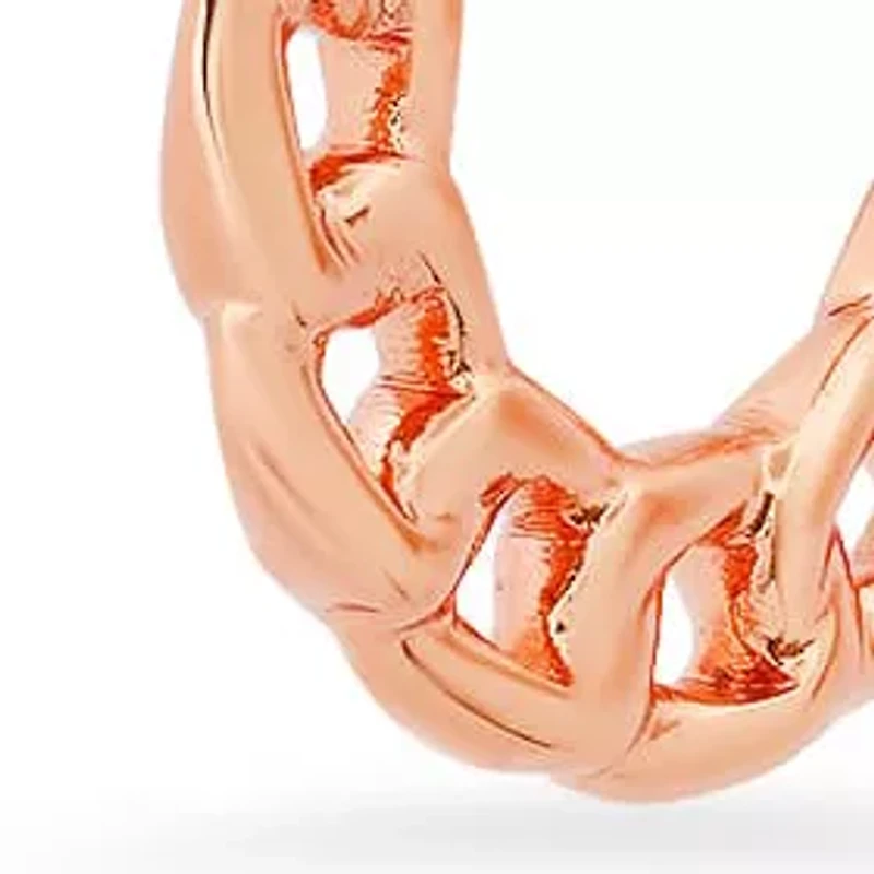 Ladies stainless steel cuban link chain hoop earrings