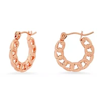 Ladies stainless steel cuban link chain hoop earrings
