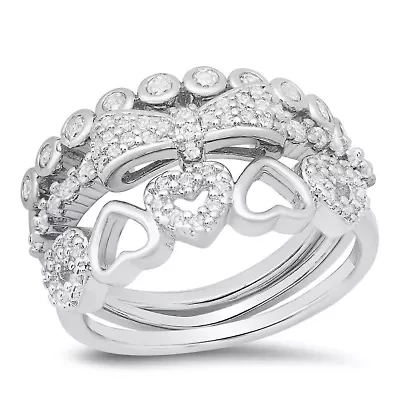 Ladies 18k white, yellow and rose gold plated brass simulated diamonds stackable ring