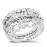 Ladies 18k white, yellow and rose gold plated brass simulated diamonds stackable ring