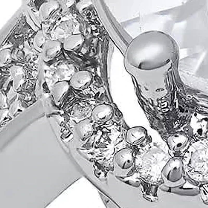 Ladies 18k white gold plated brass and simulated diamonds engagement ring