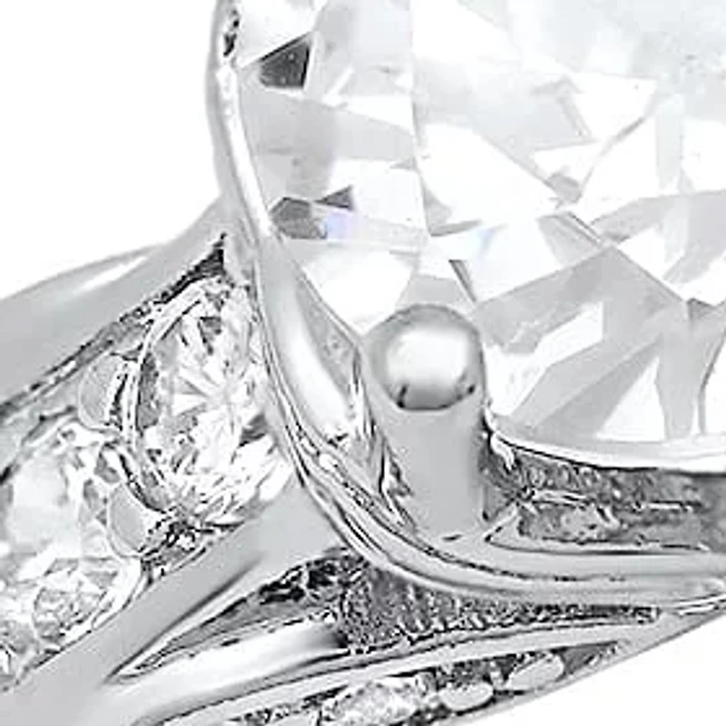 Ladies 18k white gold plated brass simulated diamonds engagement ring