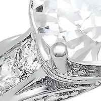 Ladies 18k white gold plated brass simulated diamonds engagement ring