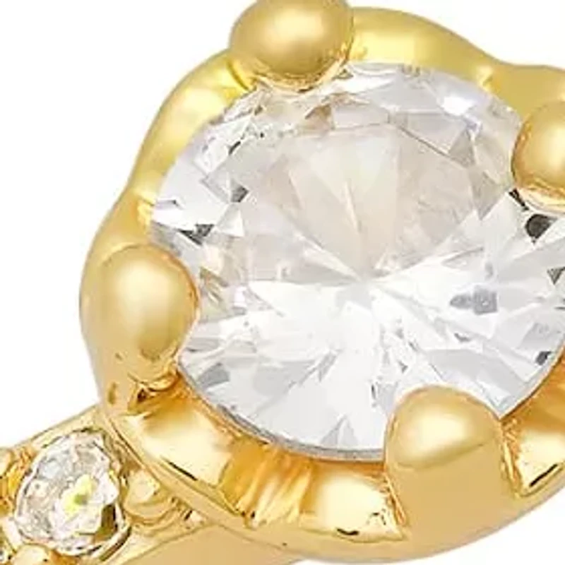 Ladies 18k white gold plated brass simulated diamonds engagement ring