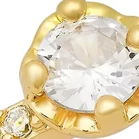 Ladies 18k white gold plated brass simulated diamonds engagement ring