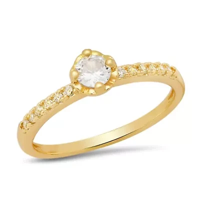 Ladies 18k white gold plated brass simulated diamonds engagement ring