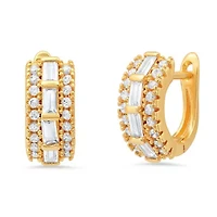 Ladies 18k white gold plated brass simulated diamonds huggie earrings