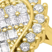 Ladies 18k white gold plated brass simulated diamonds heart engagement ring