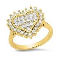 Ladies 18k white gold plated brass simulated diamonds heart engagement ring