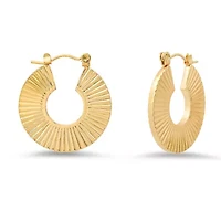 Ladies stainless steel round starburst huggie earrings