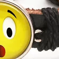 Unisex brown leather drawstring bracelet with alloy yellow heart eyes emoji