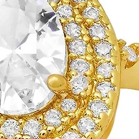 Ladies 18k gold plated brass and simulated diamonds engagement ring