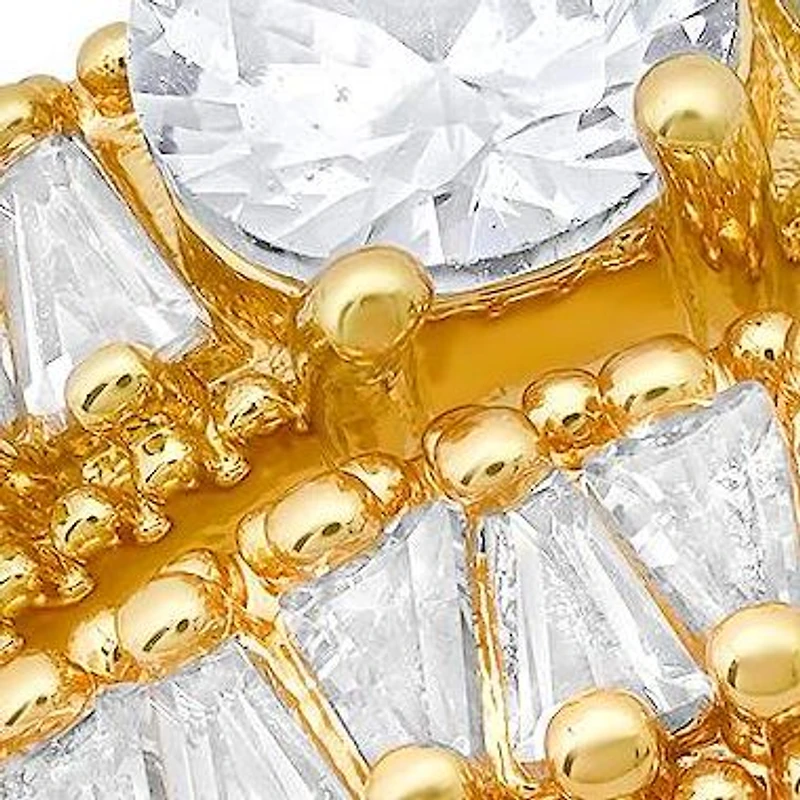 Ladies 18k white gold plated brass simulated diamonds engagement & band ring set