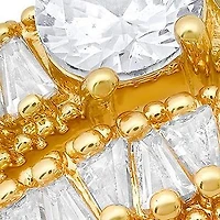 Ladies 18k white gold plated brass simulated diamonds engagement & band ring set