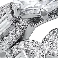 Ladies 18k white gold plated brass and simulated diamonds engagement band2pc ring set