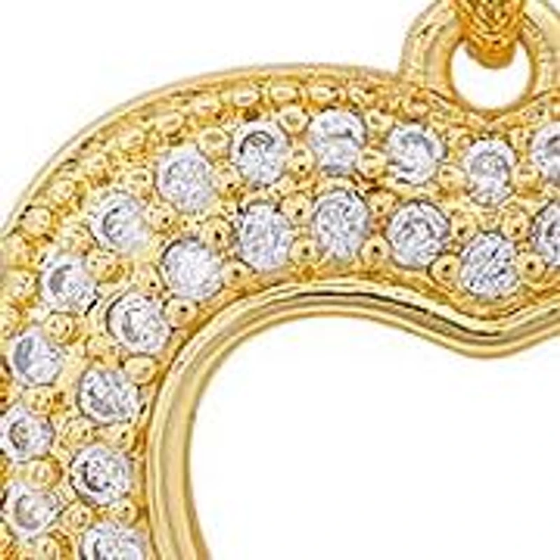 Ladies 18k gold plated brass simulated diamonds heart shape earrings/pendant set