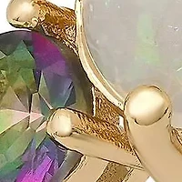 Ladies 18k gold plated brass and simulated diamonds/opal engagement ring