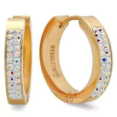 Ladies 18k rose gold plated 20mm huggies with ab adorned swarovski crystals