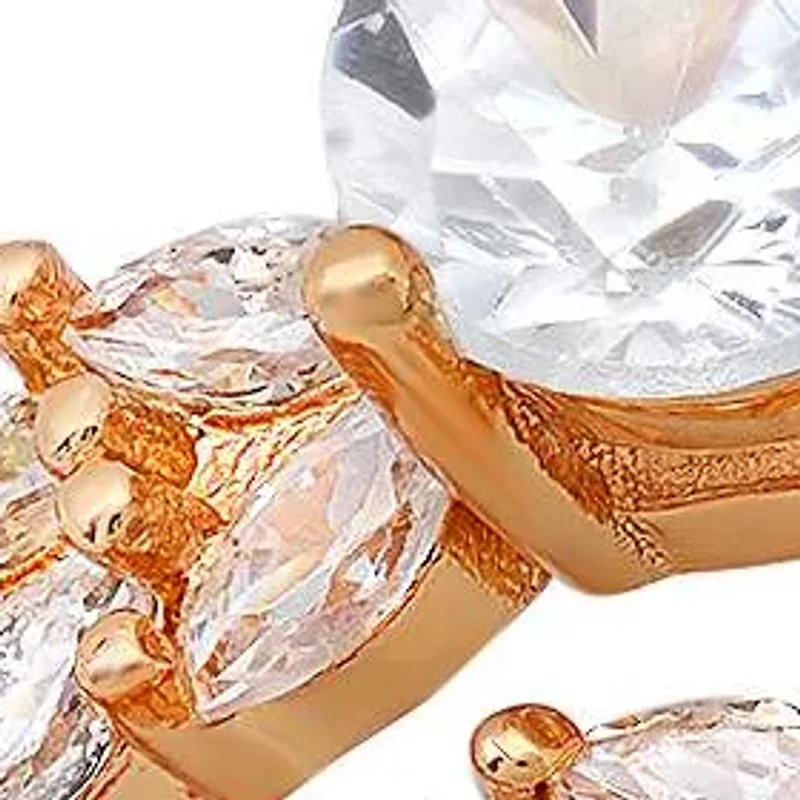 Ladies 18k gold plated brass simulated diamonds band and engagement ring set